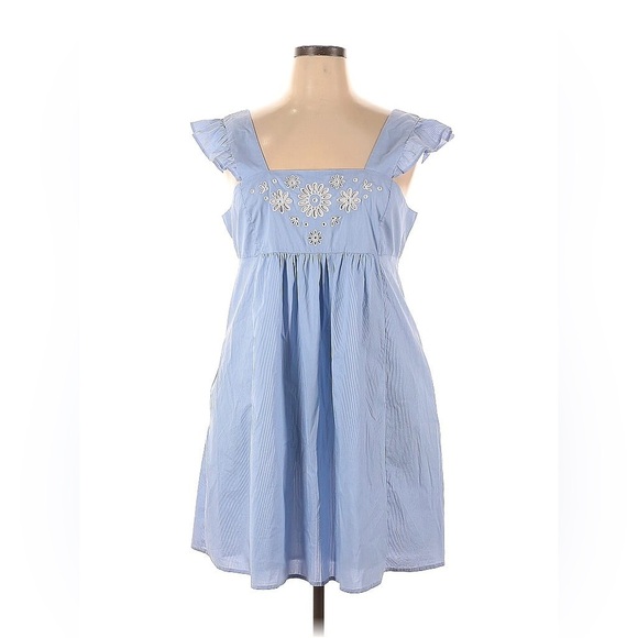 NWT Draper James Women's Blue Maddie Embroidered Babydoll Dress- Size XL - Picture 3 of 6